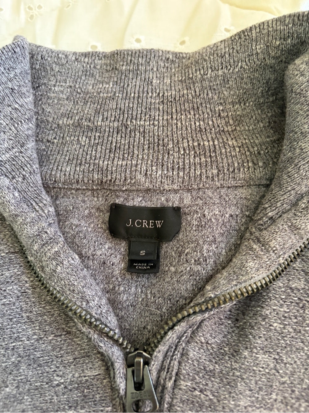 J. Crew Men's Gray Zip-Neck Sweater Size Small pre loved